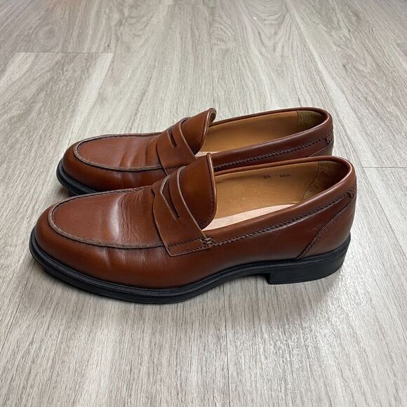 Aquatalia Loafers Mens 9.5 Brown Neil Leather Weatherproof Slip On Casual - Picture 3 of 10